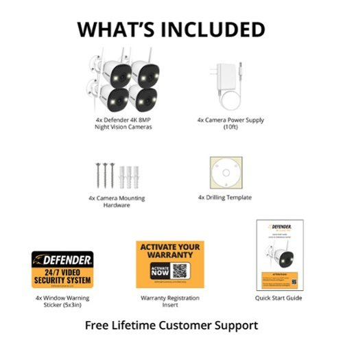 Defender AI POWERED 4K Guard Pro Wi-Fi 6 Plug-in Security Camera, 4 Pack - White BUY ONLINE