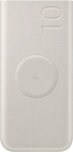 Samsung - 25W 10,000mAh Battery Pack Wireless Charger, Super Fast Charging w/ 2 Ports for Galaxy Phones, Buds and More, 3A - Beige-Front_Standard 