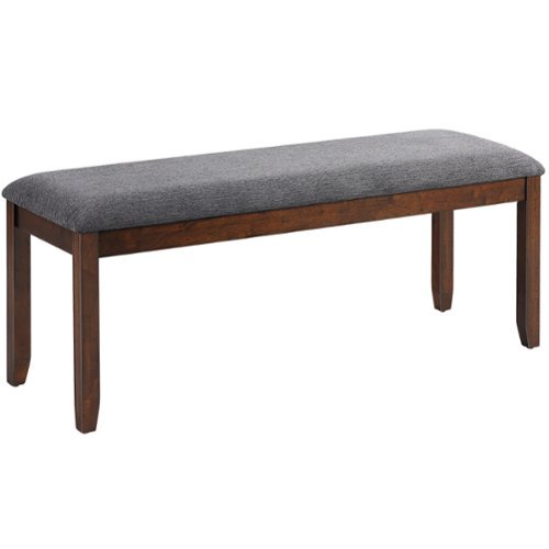 Costway Dining Bench Upholstered Entryway Bench Footstool Kitchen w/ Wood Legs - Grey, Brown