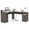 Costway - L-Shaped Corner Computer Desk Writing Table Study Workstation w/ Drawers - Dark Coffee-Front_Standard