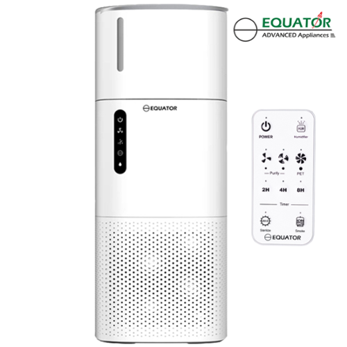 Equator - HEPA Air Purifier with Sterilizer Ionizer Humidifier Odor Lock PET Dander Large Room 450 sq. ft HEPA Filter 110V - White-Front_Standard 