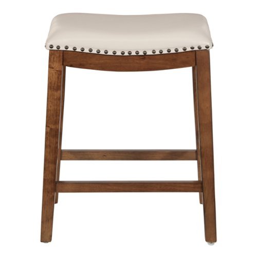 OSP Home Furnishings - Metro 24" Faux Leather Saddle Stool - Cream-Front_Standard 