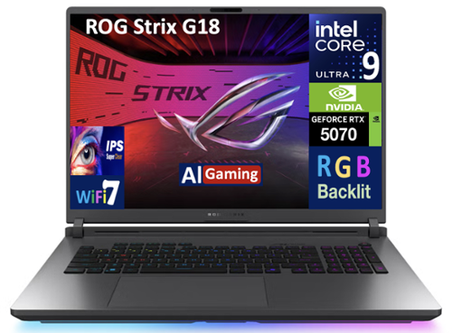 ASUS - ROG Strix G18 G815LP-XS97 Gaming Laptop, Ultra 9- 275HX, 64GB, 2TB SSD, 18 , RTX 5070, Win 11 Pro - Eclipse Gray-Front_Standard 