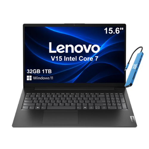 Lenovo - Upgraded - V15 Gen 5 Laptop - 15.6" FHD - Intel Core 7 with 32GB Memory - 1TB SSD - Windows 11 Home - Black-Front_Standard 