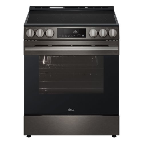 LG - 6.3 Cu. Ft. Slide-In Electric True Convection Smart Range with Air Fry and Premium Handle - Black Stainless Steel-Front_Standard 
