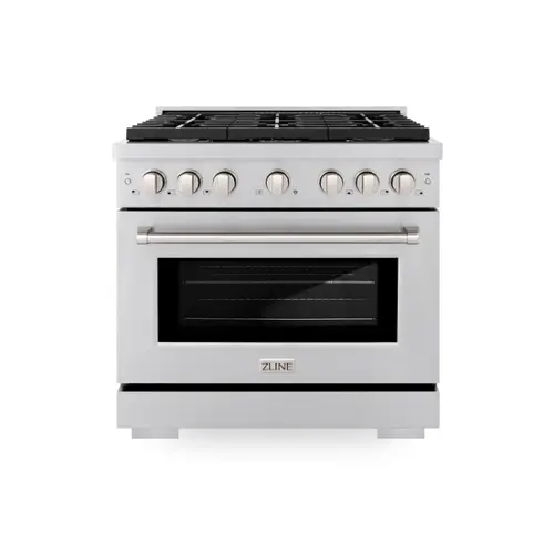 Front. ZLINE - ZLINE 36" Paramount Dual Fuel with 6 Burner Cooktop and Convection Oven (SDR36) - Stainless Steel.