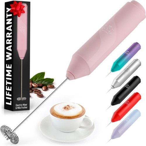 Zulay Kitchen - FrothMate Powerful Milk Frother Portable & Compact Handheld Foam Maker Lattes, Cappuccinos - Pink-Front_Standard 