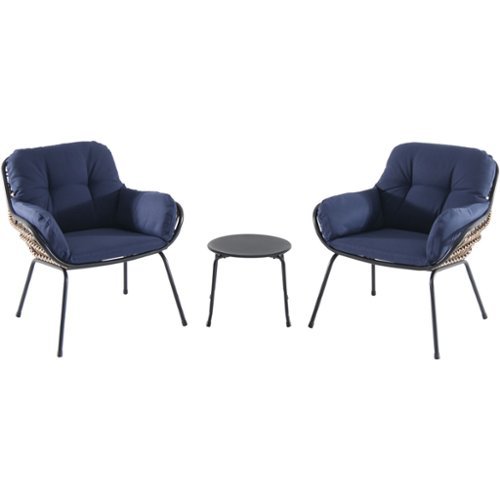 Hanover - Naya 3-Piece Chat Set with Cushions - Steel/Navy-Front_Standard 