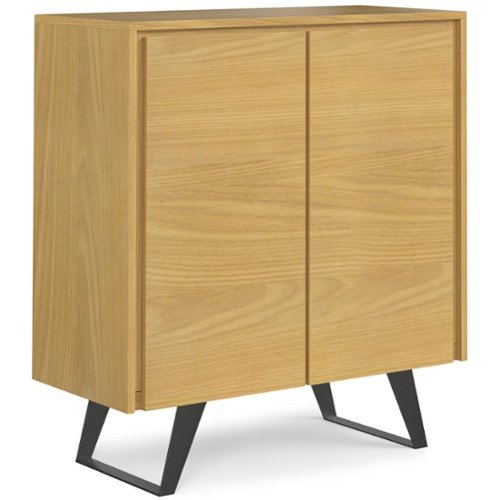Simpli Home - Lowry Medium Storage Cabinet - Oak Veneer-Front_Standard 