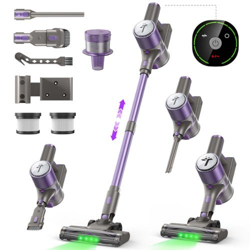 Teendow - 300W Cordless Stick Vacuum Cleaner, 50kPa Suction, Lightweight, 50mins Runtime, for Pet Hair, Carpet & Hardwood Floors - Lavender-Front_Standard 