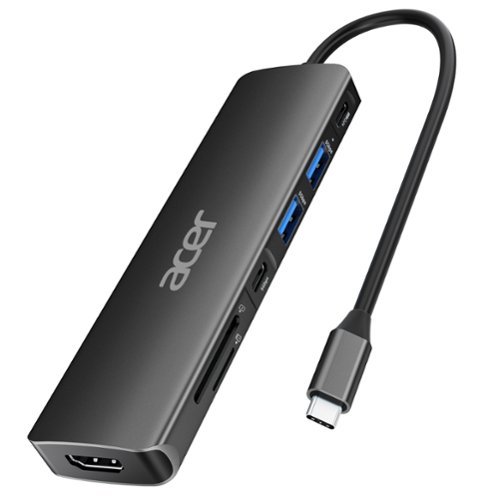 Acer - USB C Dock, 7 in 1 USB-C to HDMI Hub, 2 USBA 3.1 GEN1 and 5Gbps Type-C Data Port, 4K HDMI Port, PD 100W Charging - Black-Front_Standard 