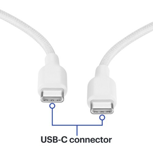 Best Buy essentials™ 6' USB-C to USB-C Braided Charge-and-Sync Cable - White SHOP ONLINE