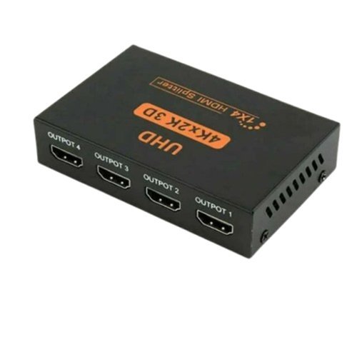 Home Collection - HDMI 2.0 Splitter 1 in 4 Out – 4K 60Hz 3D HDMI Splitter 1x4 Duplicator / Mirror Screen - Black-Front_Standard 