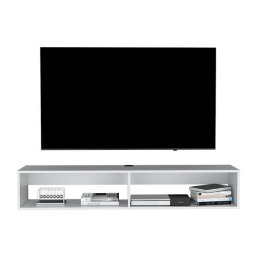 TuHome - Warrior 59" Floating Tv Stand MDF - White-Front_Standard 