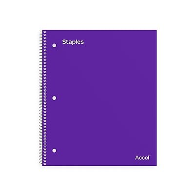 Staples - Premium Poly 1-Subject Notebook, 8" x 10.5", Wide Ruled, 100 Sheets, (ST20960D) - Purple
