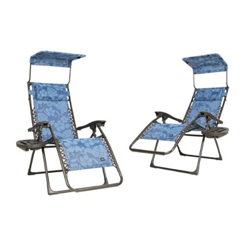 Bliss - Gravity Free Beach Chair w/ Pillow & Canopy - Blue Flowers-Front_Standard 