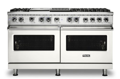 Viking - 5-Series Dual Fuel Self-Clean 60"W Sealed Burner Range - Pure White