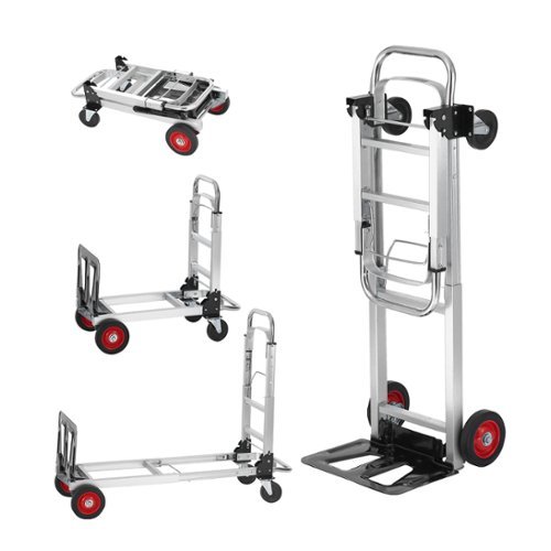 VEVOR - Aluminum Folding Hand Truck, 2 in 1 Design 400 lbs Capacity, Heavy Duty Industrial Collapsible cart - Silver-Front_Standard 