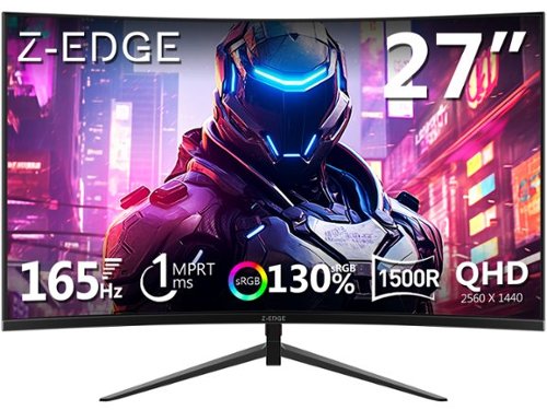 Z Z-Edge - UG27Q 27" 2K QHD 2560x1440, 165Hz (DP) 144Hz (HDMI) 1ms Curved Gaming Monitor - Black-Front_Standard 
