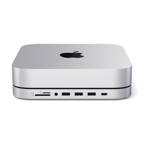 Satechi Stand & Hub for Mac Mini w/ SSD Enclosure with USB-C Data port, 3 USB-A Data ports, Micro/SD Card Readers, & 3.5mm Audio - Silver GLOBAL SHIPPING