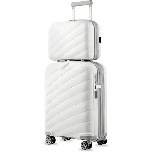 Front. LUGGEX - LUGGEX 20"/14" Carry on Luggage Lightweight Suitcase 2 Piece with Spinner Wheels - LX-EX - White.