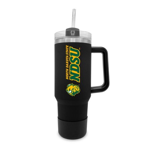 The Fanatic Group - NDSU Bison 40oz. Stainless Tumbler with Handle & Removable Straw - Black-Front_Standard 