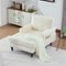 Trinkets Crazed - Chenille Fabric Chaise Lounge Recliner Single Sofa Living Room Bedroom Rest Chair Wooden Sofa Legs - Beige-Front_Standard