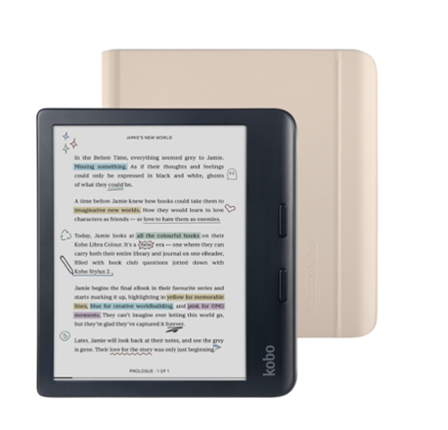 Kobo - Libra Colour eReader (Black) with Bundle - 2024 - Sand Beige Notebook SleepCover-Front_Standard 