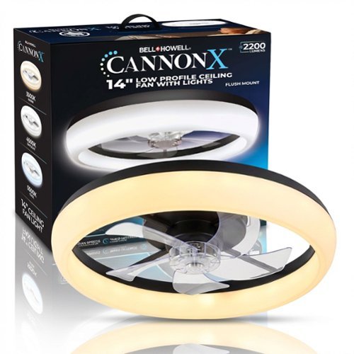 Bell + Howell - CannonX Ceiling Fan Light 14" Modern Fandelier Ceiling Fan with LED Light, Remote Control, 6 Speeds, 2200 Lumens - Black-Front_Standard 