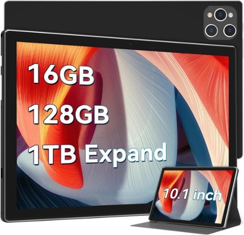 FEONAL - 10 Inch Android Tablet, 2025 Latest Android 13 Tablet 128GB ROM+16GB RAM (8+8Virtual), Octa-Core Powerful - Black-Front_Standard 