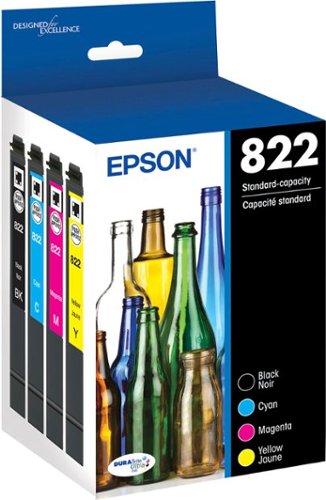 Epson - 822 DURABrite Ultra Ink Standard Capacity Black & Color Cartridge Combo Pack (T822120-BCS) - Black/Cyan/Magenta/Yellow