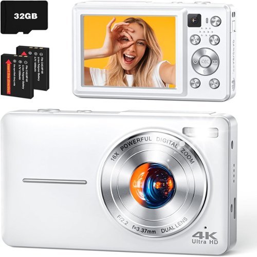 ACJPR 4K Digital Camera, 64MP, 16X Zoom, Autofocus, 32GB Card