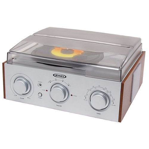 Jensen - 3-Speed Stereo Turntable with AM/FM - Silver-Front_Standard 