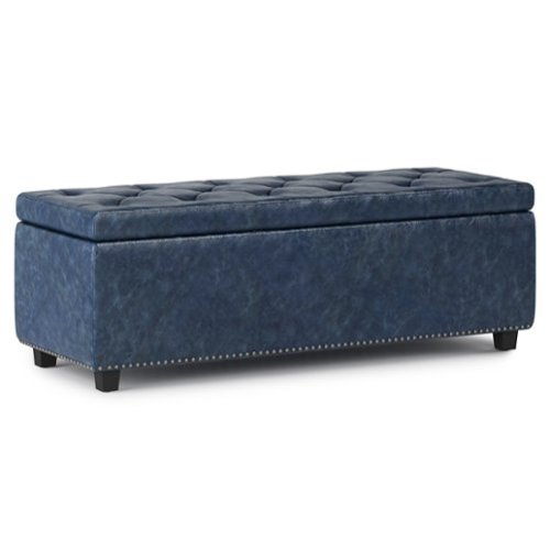 Simpli Home - Hamilton Storage Ottoman - Denim Blue-Front_Standard 