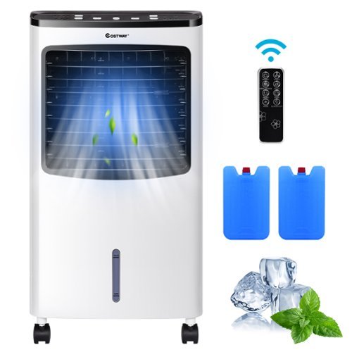 Costway Portable  Cooler Fan Filter Humidify Anion W/ Remote Control - White
