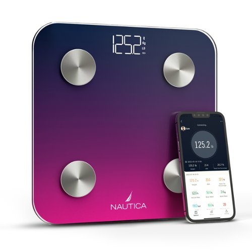 Nautica - Smart Body Scale, Fat, Muscle Mass Tracking & More, Syncs with Smartphone for Body Composition Tracking, 396 Lbs - Navy Fuschia-Front_Standard 