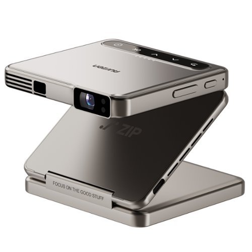 Aurzen - Tri-Fold HD DLP Projector, HDR, Pocket Size, Auto Focus, Screen Mirroring, 5000mAh Battery, Wireless Projector - Gold-Front_Standard 