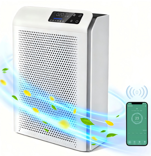 Teendow - Air Purifier for Home Large Room up to 2200 Sq.ft, H13 HEPA Filter with PM2.5 Display, Timer, Sleep Mode - White-Front_Standard 