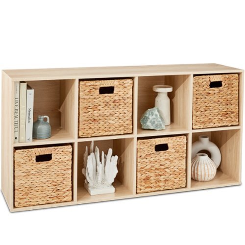 Best Choice Products - 8-Cube Bookshelf, 13.5in Display Storage System, Organizer w/ Removable Back Panels - Light Oak-Front_Standard 