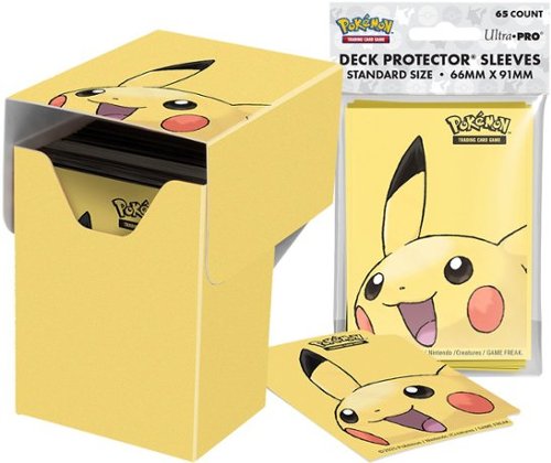 Ultra PRO - Pikachu 65ct Deck Protector Sleeves and Clear Pikachu Full View Deck Box Combo Pack for Pokémon