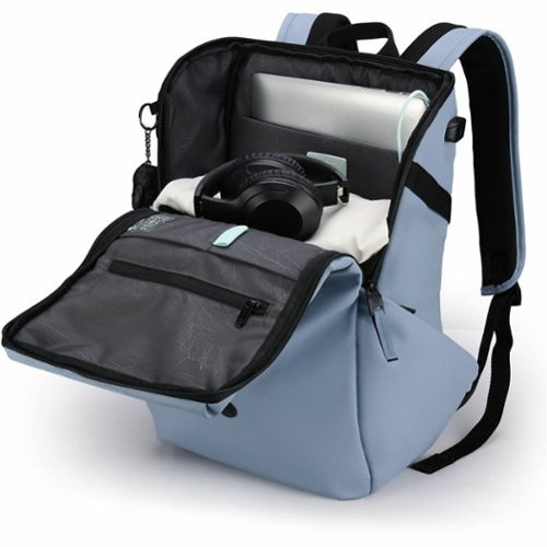 Swissdigital Design LAMONE L LED TSA-Friendly Water-Resistant Backpack With USB Charging Port RFID Protection and Fits Up to 16″ Laptop - Light Blue BUY IN EUROPE