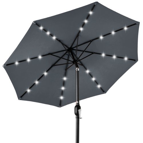 Best Choice Products - 10ft Solar LED Lighted Patio Umbrella w/ Tilt Adjustment, UV-Resistant Fabric - Slate-Front_Standard 