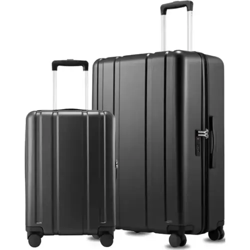 Front. LUGGEX - LUGGEX 20"/28" 2-Piece Luggage Set PC Hardside Suitcase with Spinner Wheels and TSA Lock - EX-Core - Black.