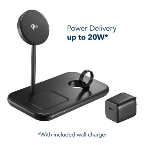 Insignia™ Qi2 Certified, 3-in-1 Fast Wireless Charging Stand with 20W Total Output for iPhone, AirPods, Apple Watch, and More - Black GLOBAL SHIPPING