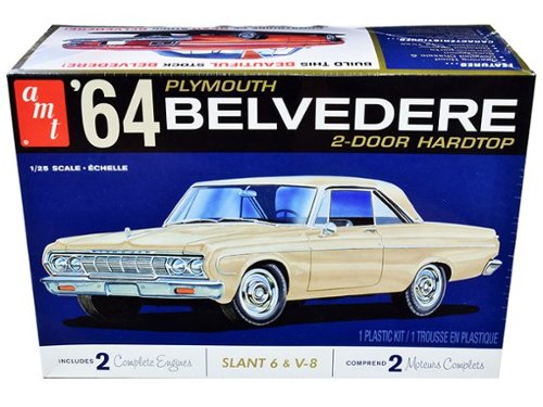 Skill 2 Model Kit 1964 Plymouth Belvedere Coupe Hardtop 1/25 Scale Model by AMT - Cream-Front_Standard 