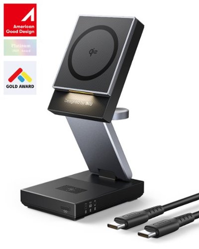 INIU - MagPro 3-in-1 Wireless Charger Qi2 15W Foldable Magnetic Charger for iPhone 16/15/14/13/12 iWatch AirPods (with Adapter) - Black