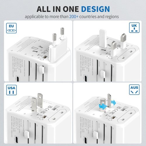Epicka Universal Travel Adapter with 3 USB-C and 2 USB-A Ports Charger for USA EU UK AUS (TA-105C) - White HOW TO BUY