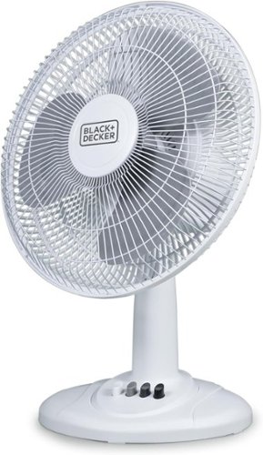 Black+Decker - Desk Fan for Home and Office, 12 inch Fan with 3 Speed Settings - White-Front_Standard 