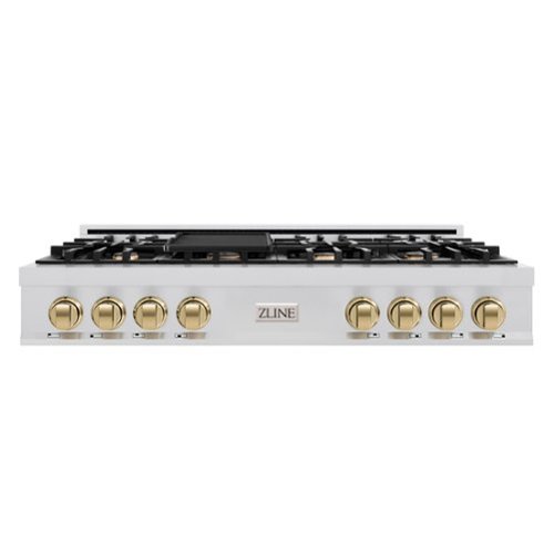 ZLINE - Autograph 48 in. Slide-In Classic Rangetop w/ 8 Burners in Stainless Steel & Champagne Bronze Accents - Stainless Steel