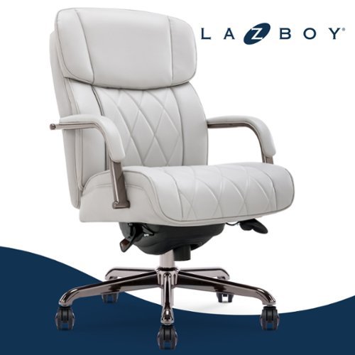 La-Z-Boy - Symphony Executive Mid-Back Bonded Leather Office Chair - Light Gray and Graphite-Front_Standard 